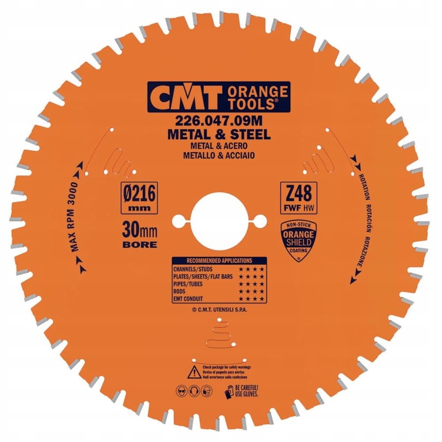 CMT 226.047.09M Tarcza do cięcia stali na sucho 216x30mm 48z