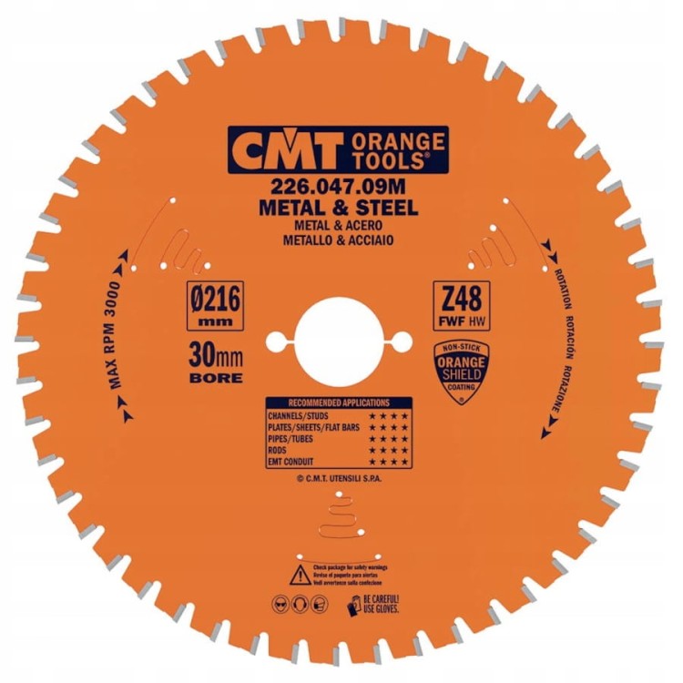 CMT 226.047.09M Tarcza do cięcia stali na sucho 216x30mm 48z