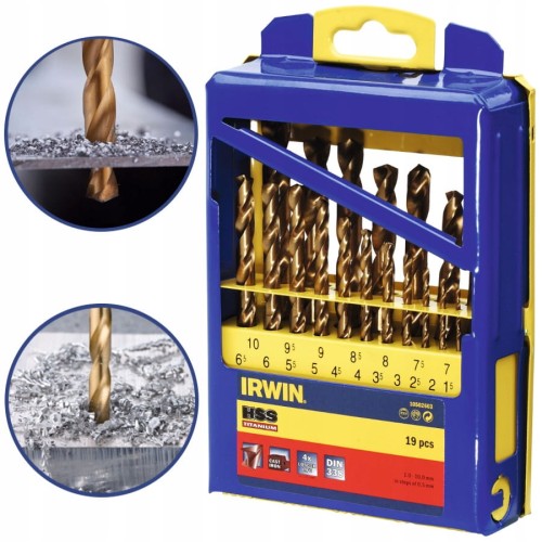IRWIN 10502603 Zestaw wierteł do metalu 1-10mm 19szt