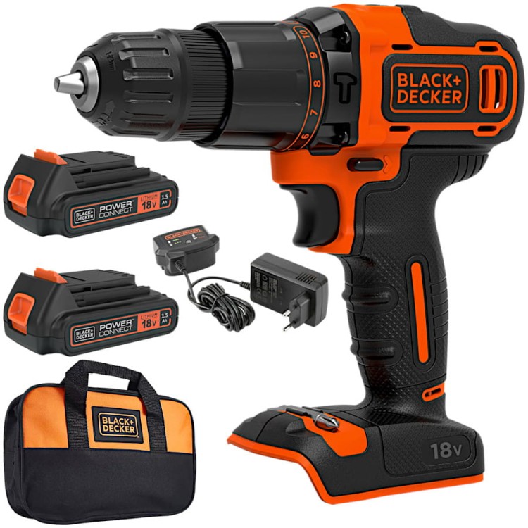 BLACK DECKER BCD700S2S Wiertarko-wkrętarka z udarem 18V 2x 1.5Ah