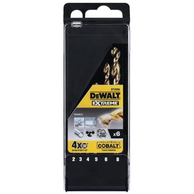 Zestaw wierteł do metalu Cobalt 2-8mm 6szt Dewalt DT4956
