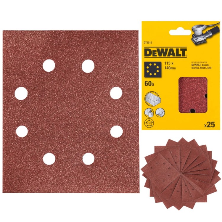DEWALT DT3012 Arkusze ścierne 115x140mm P60 25szt.