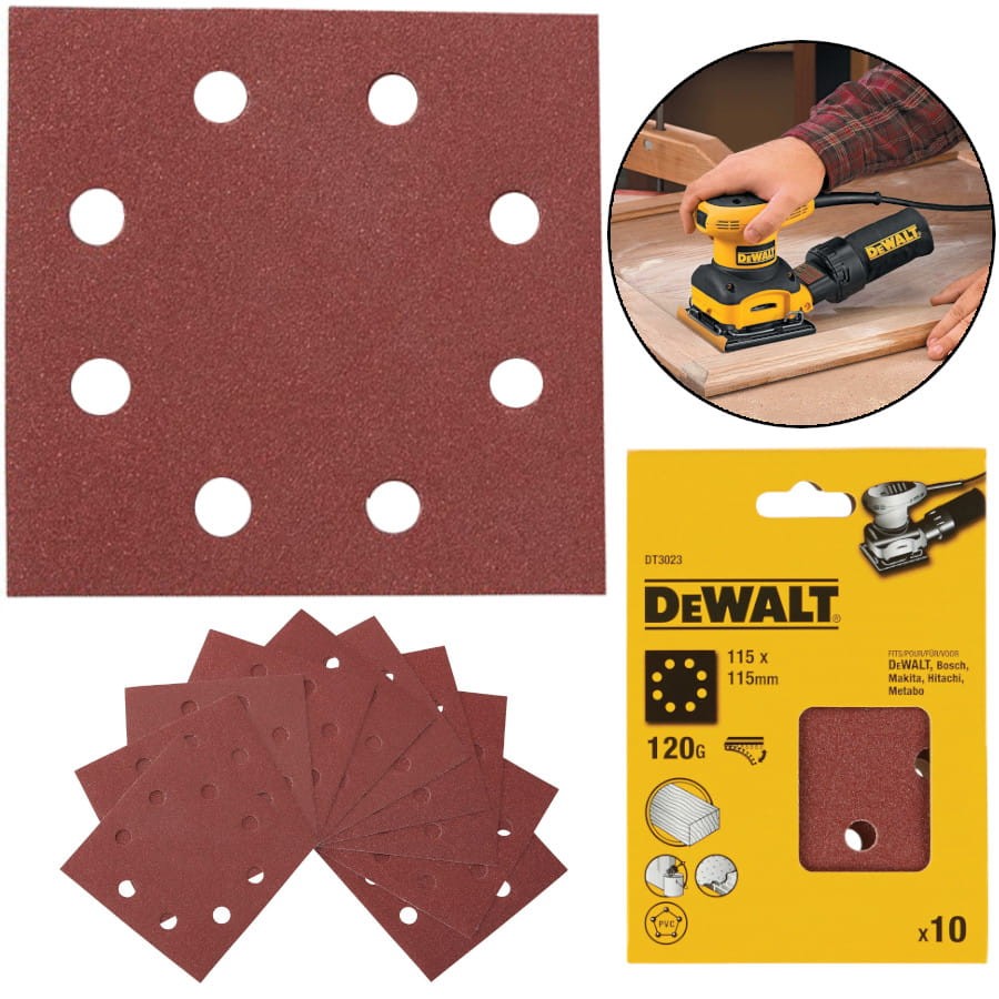 DEWALT DT3023 Arkusze ścierne 115x115mm P120 10szt