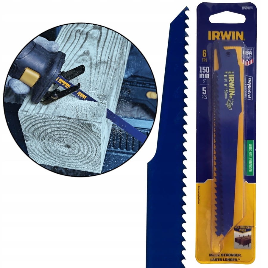 IRWIN 10504155 Brzeszczot do piły szablastej drewno 150mm 5szt.