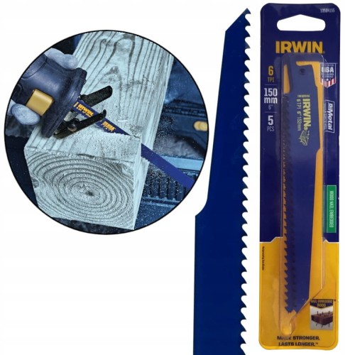 IRWIN 10504155 Brzeszczot do piły szablastej drewno 150mm 5szt.
