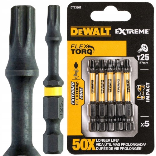 DEWALT DT7396T Bity udarowe Torx T25 57mm 5szt. Extreme Flex Torq Impact