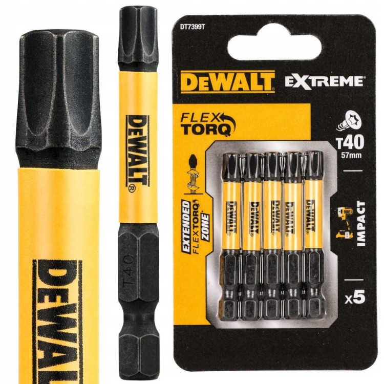 DEWALT DT7399T Bity udarowe Torx T40 57mm Extreme Flex Torq 5szt.