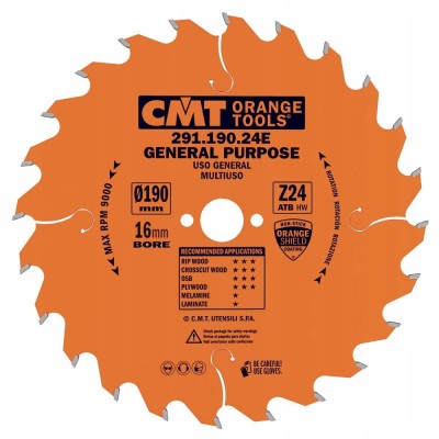 CMT 291.190.24E Tarcza do cięcia drewna uniwersalna 190mm 24z