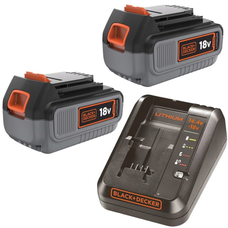 BLACK DECKER BDC1A Szybka ładowarka do akumulatorów 14,4-18V + 2x Akumulator 4.0Ah