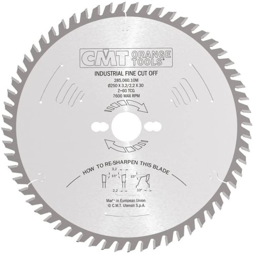 CMT 285.060.10M Tarcza do cięcia drewna 250x30mm 60z
