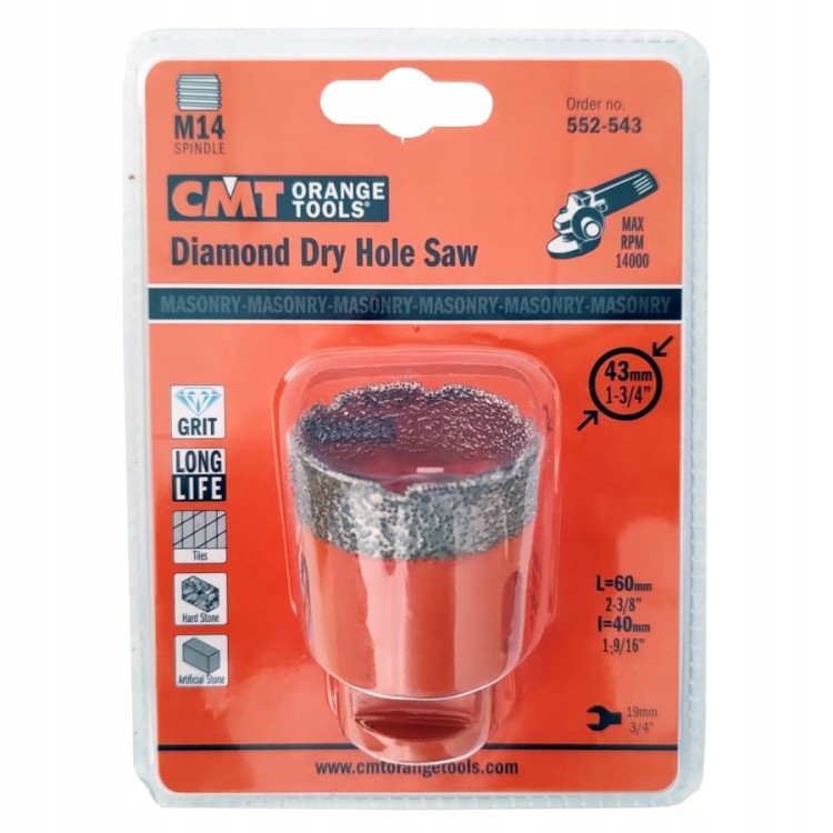 CMT 552-543 Otwornica diamentowa do pracy na sucho 43mm