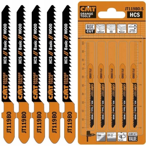 CMT JT119BO-5 Brzeszczoty do wyrzynarek typu T do drewna 76x50mm 5szt.