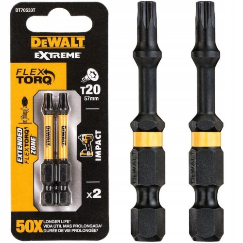 DEWALT DT70533T Bity udarowe Torx T20 57mm Flex Torq Extreme