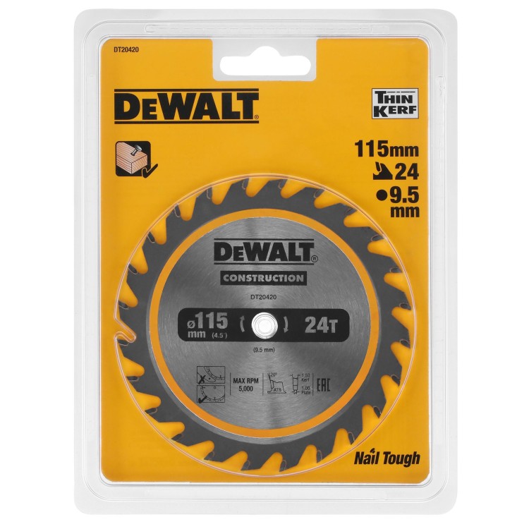 Piła tarczowa do drewna z gwoździami 115x9,5mm 24z DT20420