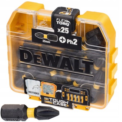 DEWALT DT70586T Bity końcówki udarowe Phillips Ph2 25mm 25szt. w etui Tough Case+