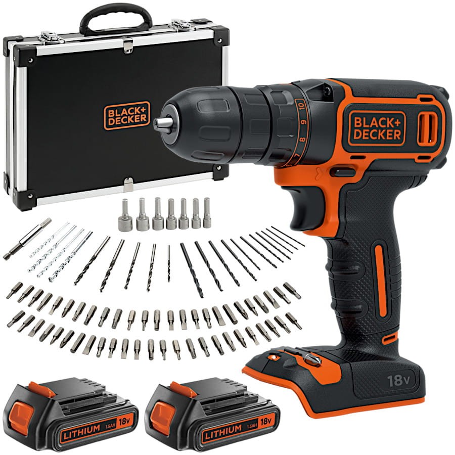 BLACK DECKER BDCDC18BAFC Wiertarko-wkrętarka 18V 2x 1.5Ah + Akcesoria 80el.