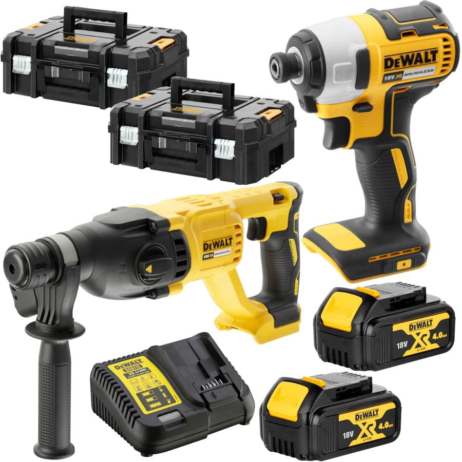 DEWALT DCK2023M2T Zestaw młotowiertarka + zakrętarka 18V 2x 4.0Ah
