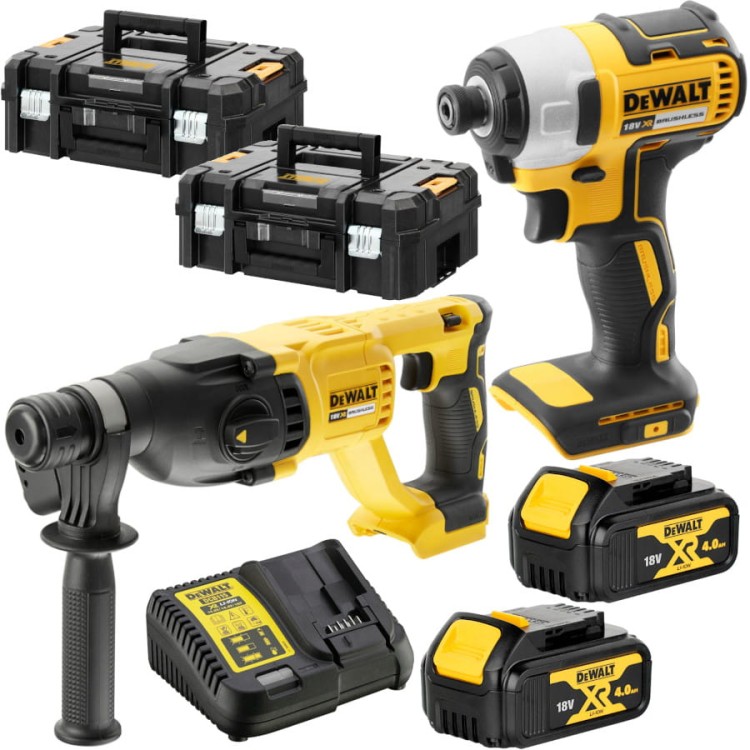 DEWALT DCK2023M2T Zestaw młotowiertarka + zakrętarka 18V 2x 4.0Ah