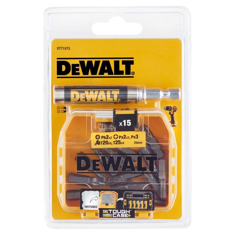 DEWALT Bity Ph PZ Torx 1/4" + uchwyt 16 w etui Tough Case