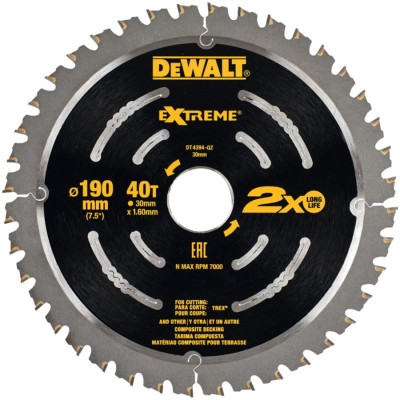 DEWALT DT4394 Tarcza pilarska do desek kompozytowych 190x30mm 40z