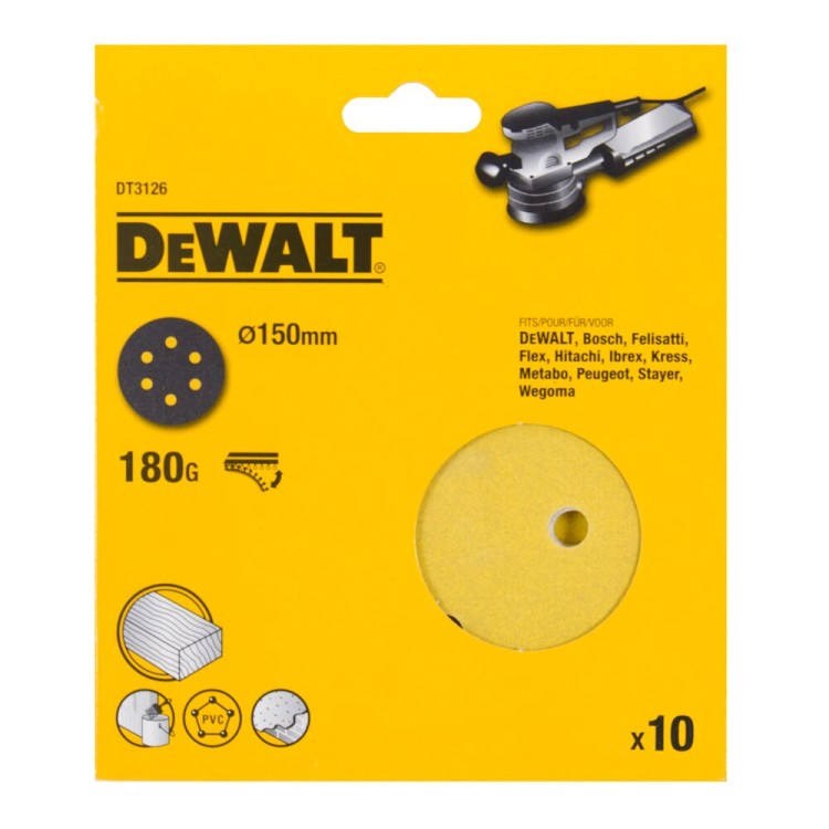 DEWALT Papier ścierny na rzep 150mm P180