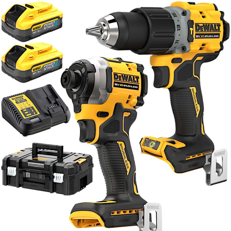 DEWALT DCK2050H2T Wiertarko-wkrętarka 18V + Zakrętarka udarowa 18V 2x 5.0Ah PowerStack