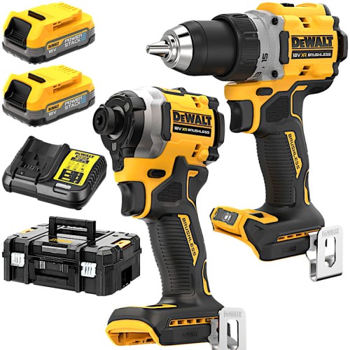 DEWALT DCK2051E2T Wiertarko-wkrętarka 18V + Zakrętarka udarowa 18V 2x 1.7Ah PowerStack