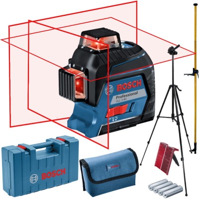 BOSCH Laser krzyżowy GLL 3-80 Professional + tyczka LP-33 + statyw W260