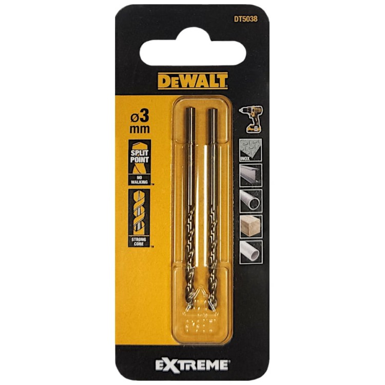 DEWALT DT5038 Wiertło do metalu HSS-G 3x61mm 2szt.