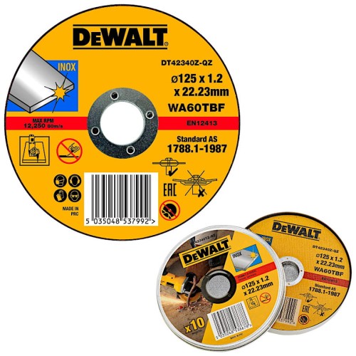 DeWalt tarcze do cięcia stali nierdzewnej 125x22,23 mm 10 szt.