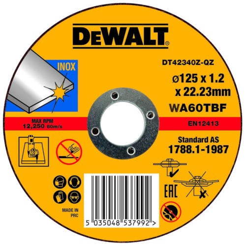 DeWalt tarcza do cięcia stali nierdzewnej 125x22,23 mm 10 szt.