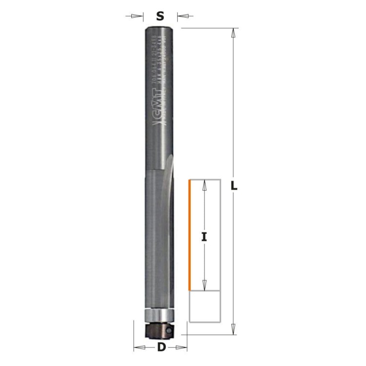 Frez prosty trzpien CMT D=6.35 I=25.4 L=63.5 S=6