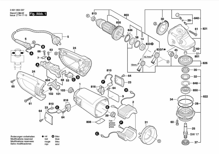 Schemat szczotek węglowych Bosch 1607014171