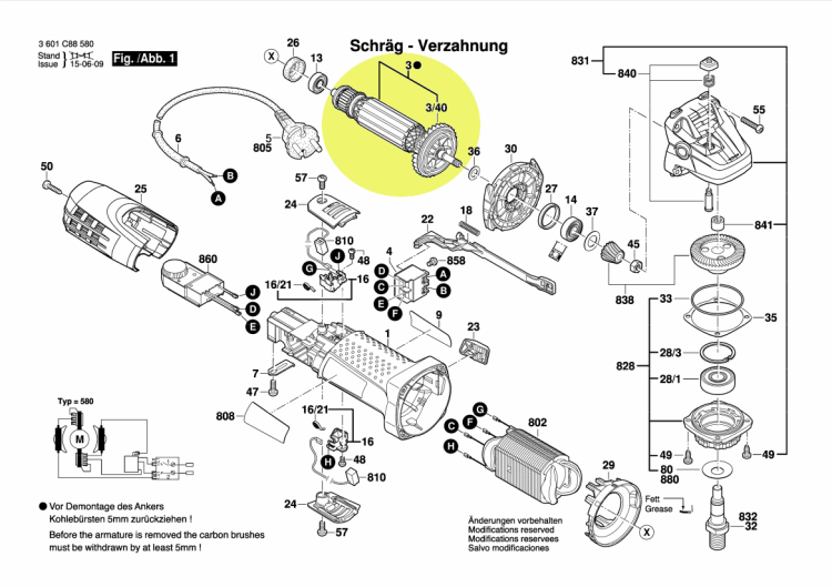 Bosch Twornik Wirnik do szlifierki GWS 1604010BK7 schemat