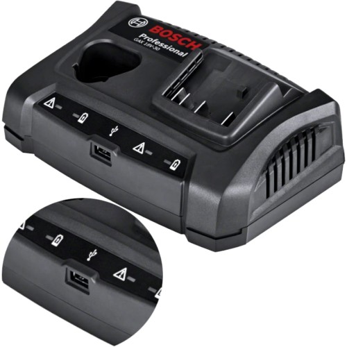 Szybka ładowarka do akumulatorów Bosch GAX 18 V-30 z gniazdem USB
