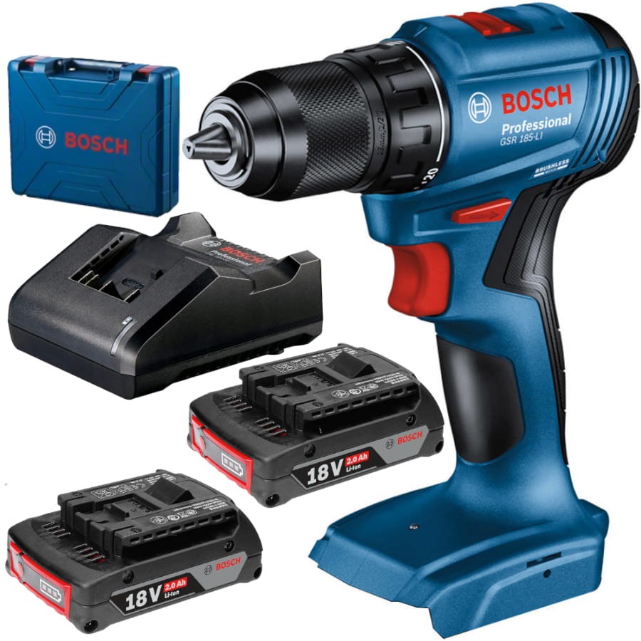 Wkrętarka bezszczotkowa Bosch GSR 185-LI 2x2,0Ah