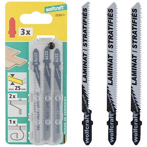 WOLFCRAFT 2379000 Zestaw brzeszczotów T do wyrzynarek HCS 3szt.