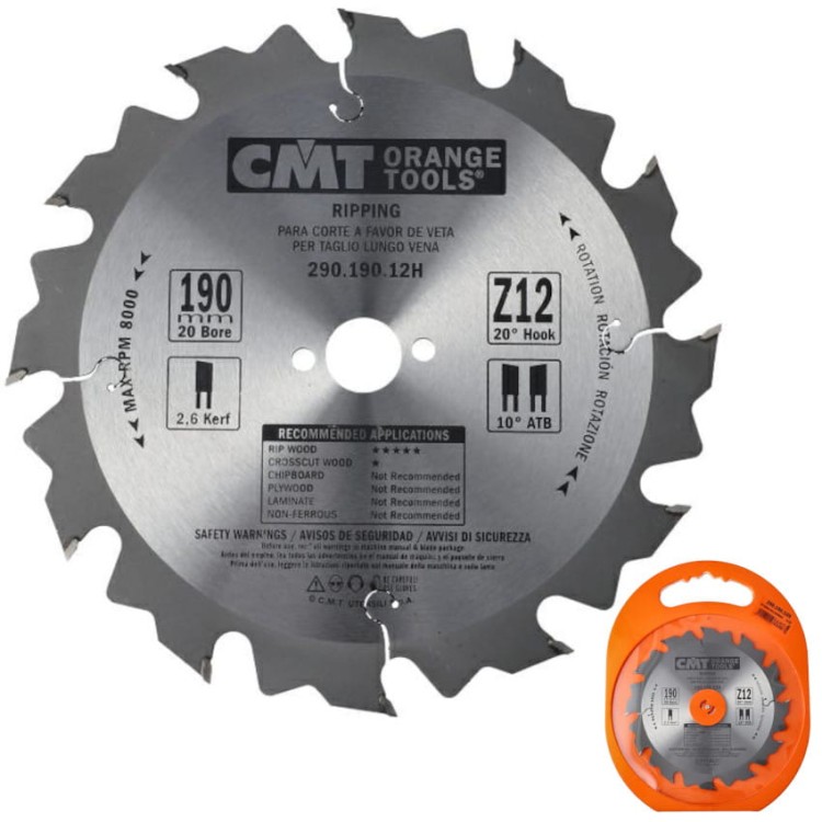 CMT 290.190.12E Tarcza do cięcia wzdłużnego drewna 190mm 12z
