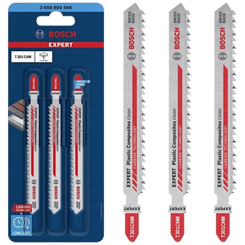 BOSCH Brzeszczoty do wyrzynarek 117mm Expert 'Plastic Composites Clean' T 301 CHM 3szt.