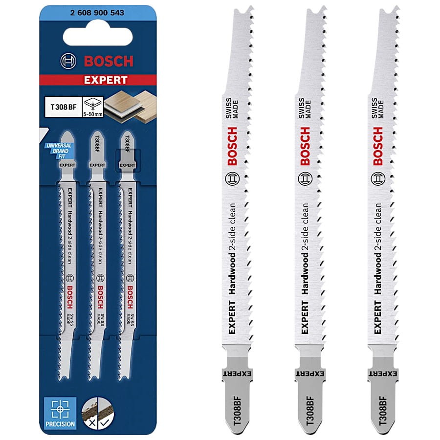 BOSCH Brzeszczoty do wyrzynarek 117mm Expert 'Hardwood 2-side clean' T 308 BF 3szt.