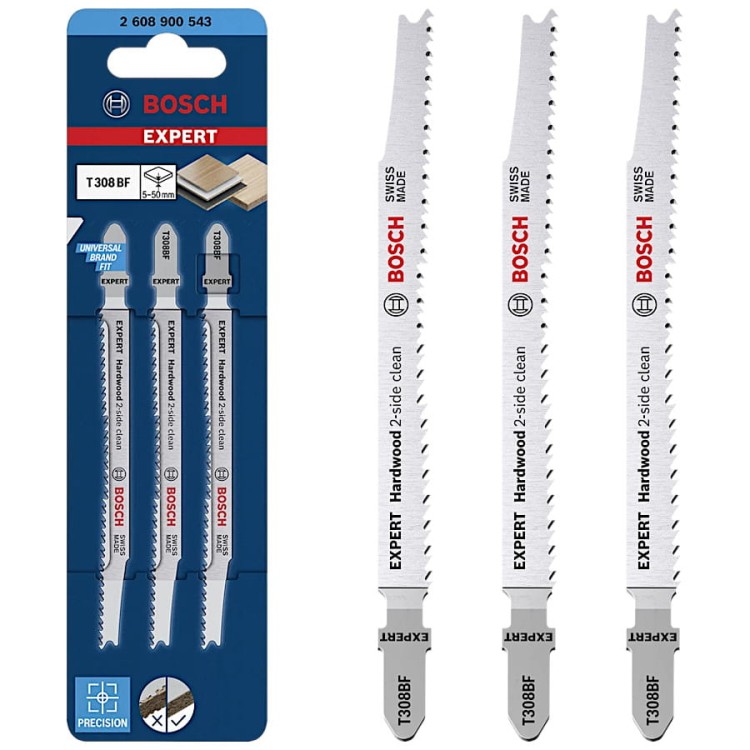 BOSCH Brzeszczoty do wyrzynarek 117mm Expert 'Hardwood 2-side clean' T 308 BF 3szt.