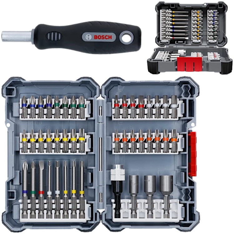 BOSCH Zestaw końcówek z wkrętakiem 45el.