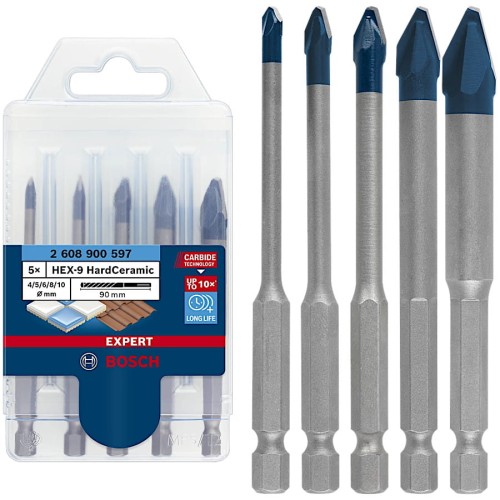 BOSCH Zestaw wierteł do płytek 4-10mm 5szt. Expert HEX-9 HardCeramic