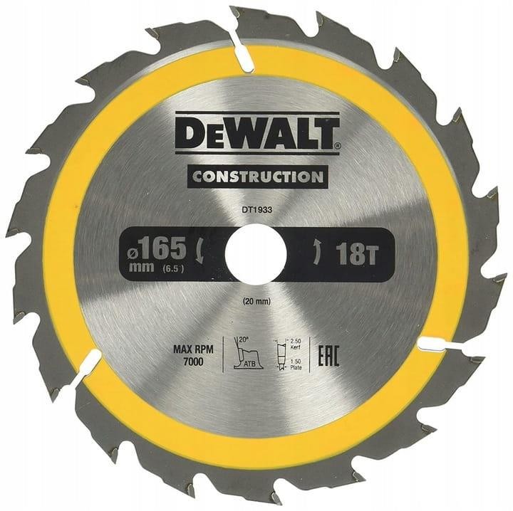 DEWALT tarcza do drewna 165 x 20 mm 18T