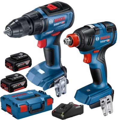 BOSCH 06019J2220 Zestaw wkrętarka GSR 18V-50 klucz GDX 18V-200 2x4Ah ładowarka + walizka