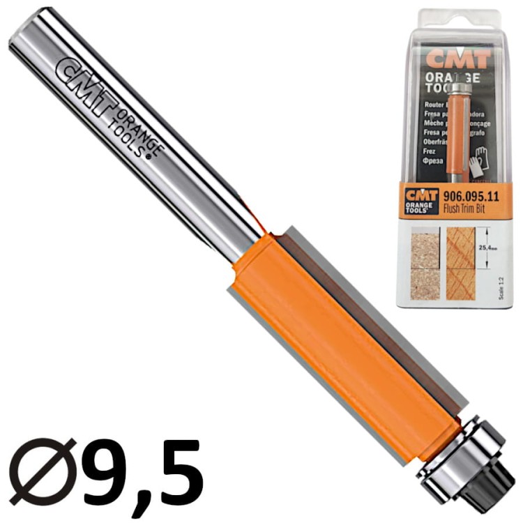 CMT 906.095.11 Frez prosty z dolnym łożyskiem 8 x 9.5mm