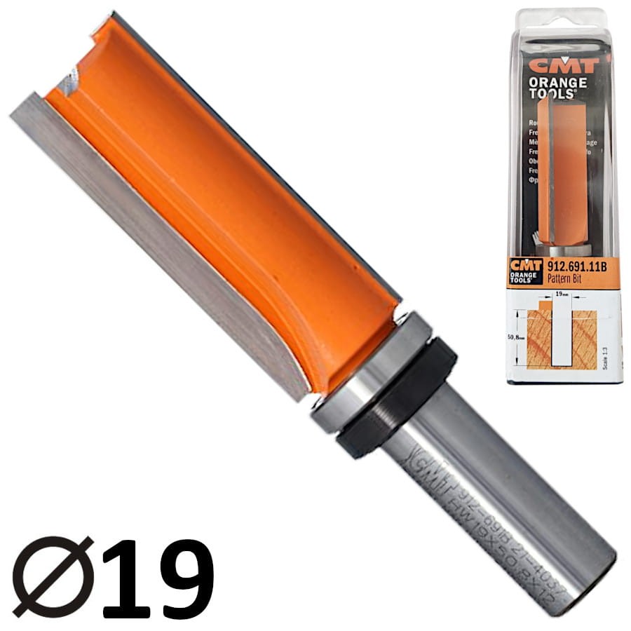 CMT 912.691.11B Frez prosty z górnym łożyskiem 12 x 19mm