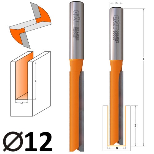 CMT 912.623.11 Frez prosty do drewna HM D=12 I=70 L=110 S=12
