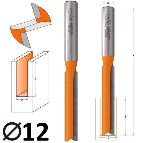 CMT 912.622.11 Frez prosty do drewna HM D=12 I=50,8 L=108 S=12