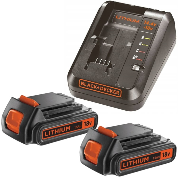 BLACK DECKER BDC1A Szybka ładowarka do akumulatorów 14,4-18V + 2xAkumulator 1.5Ah